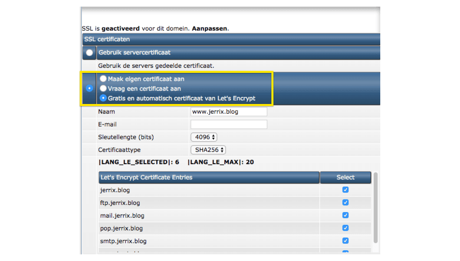 DirectAdmin SSL Let's Encrypt